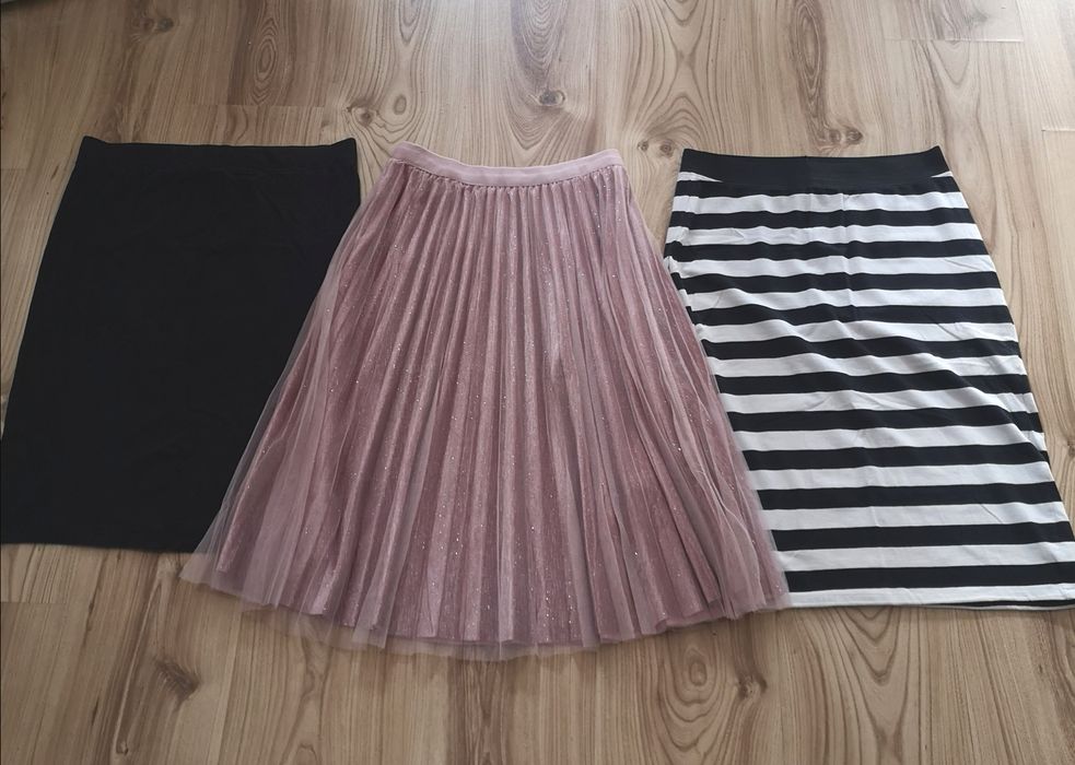 Spódnica plisowana zestaw 3szt r.36/S róż paski sinsay