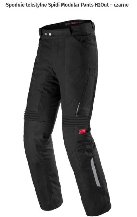 Włoska marka Spidi spodnie motocyklowe tekstylne H2Out czarne roz. M