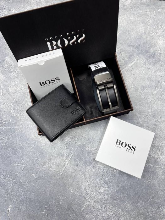 Подарунковий набір для чоловіка з натуральної шкіри ремінь+гаманець