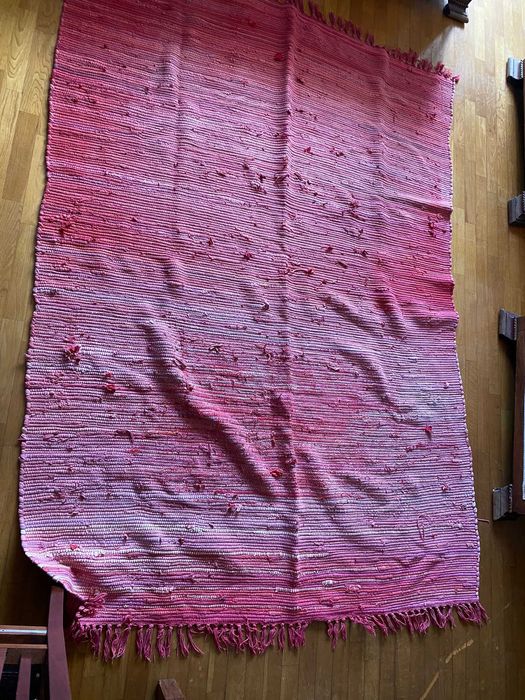 Tapete de retalhos em tear – Algodão – Tons de vermelho – 160x225 cm