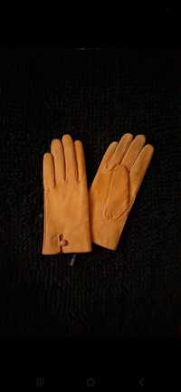 Rękawiczki Reserved M żółte zamszowe