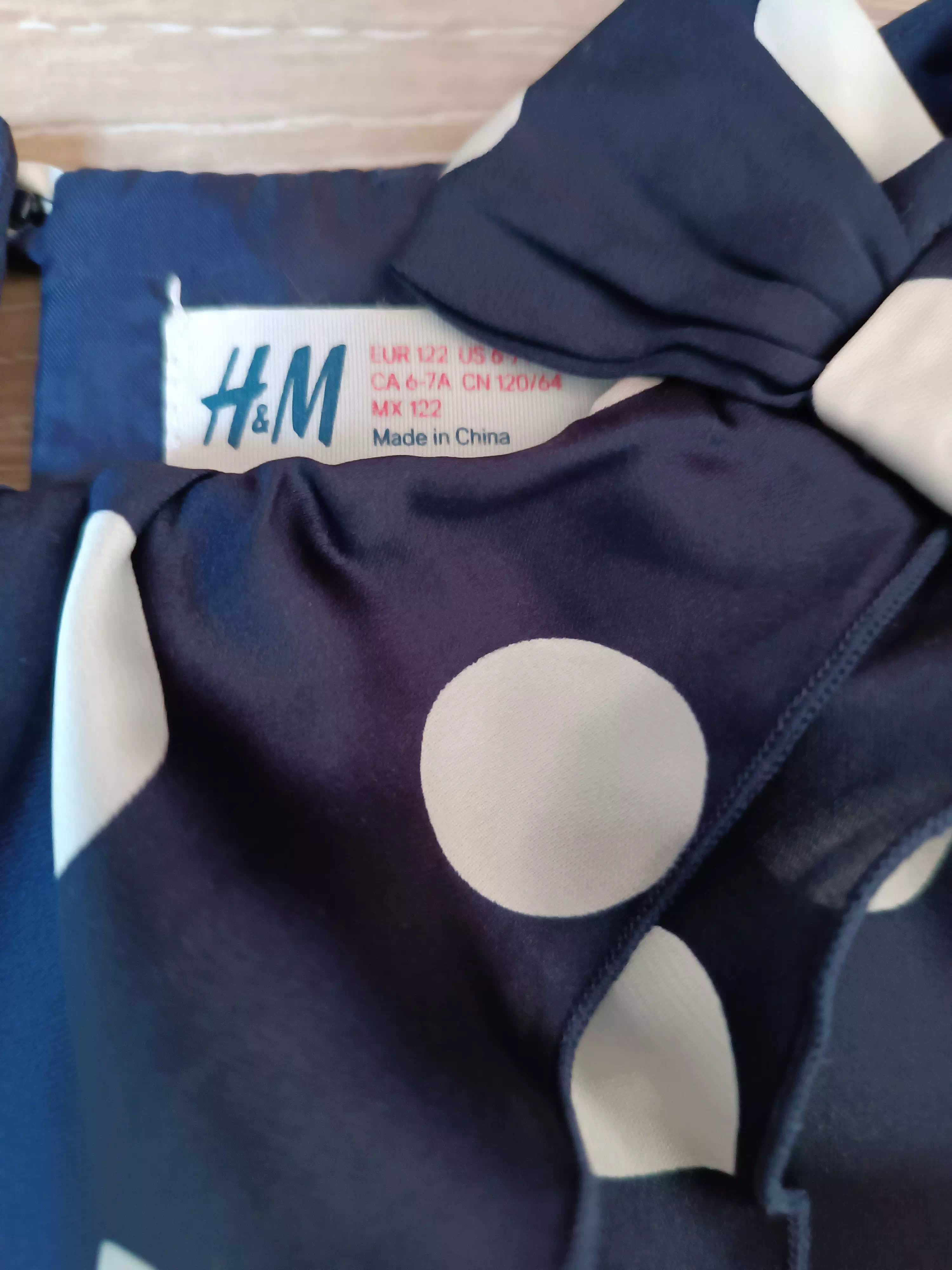 Granatowa elegancka bluzka białe grochy 'H&M' 122