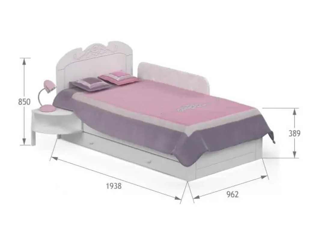 Meblik łóżko pojedyncze Bianco Fiori 190 x 90