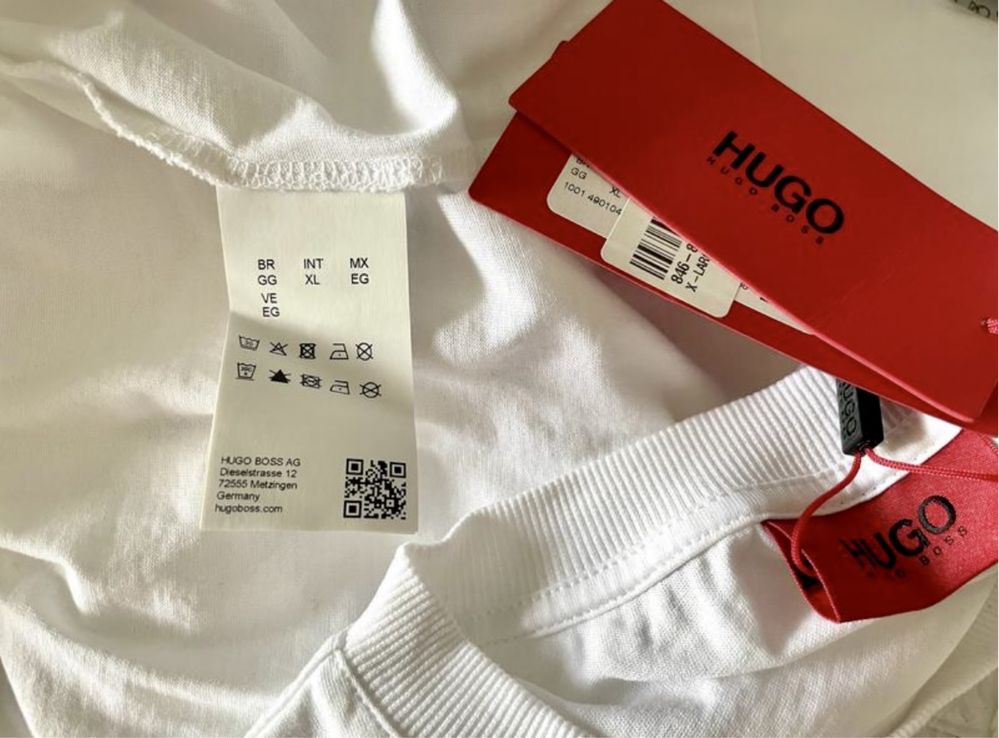 Hugo by hugo boss бавовняна біла футболка з принтом, XL (Lagerfeld)