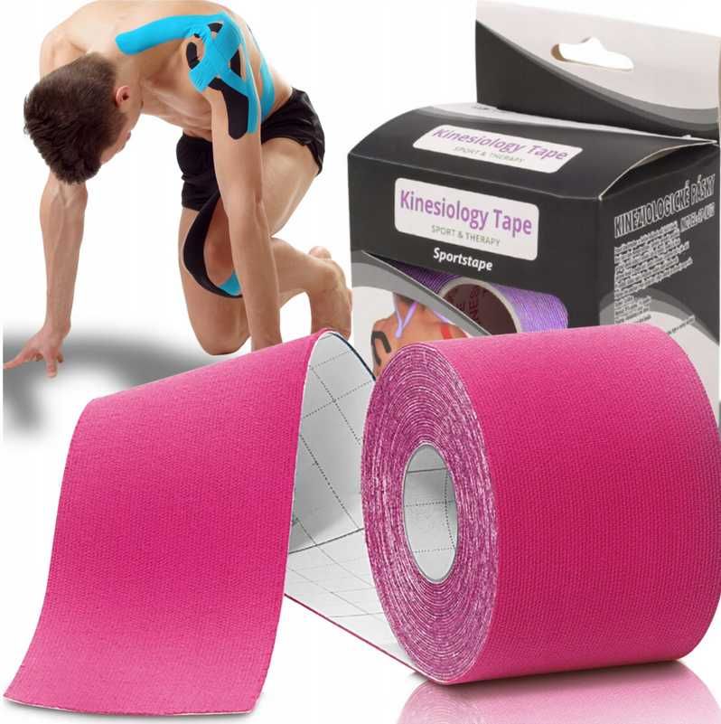 TAŚMA KINEZJOLOGICZNA TAPE taping kolana twarzy plaster 5M różowa