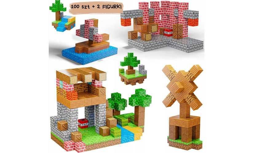 Klocki konstrukcyjne magnetyczne pixele 100 el. zabawka edukacyjna