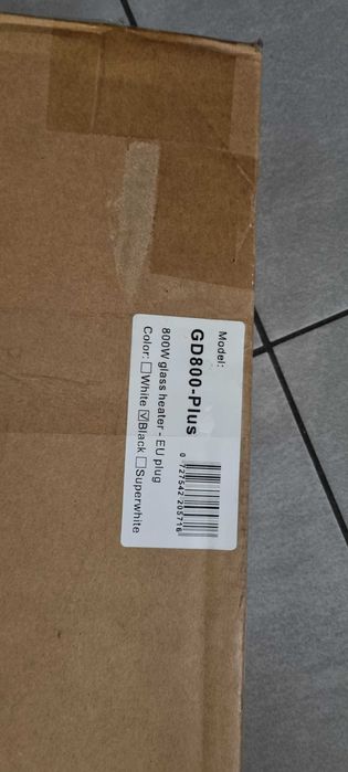 Panel elektryczny SZKLANY czarny Sundirect GD Plus 800W grzejnik