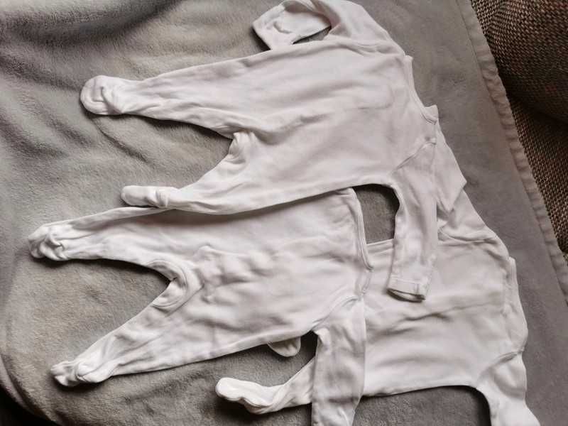 Pajace 3 na napy białe Unisex newborn klasyczne 56