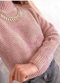 Новый свитер плюш велюровый розовый пудра пудровый гольф