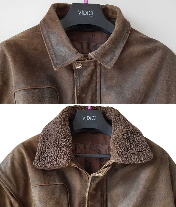 Kurtka męska z podpinką pilotka TOP GUN, gruba skóra, roz. XL