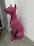 Figura dekoracyjna rozowy doberman xxl