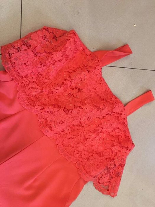 Kombinezon elegancki koronka ramiączka kieszenie Komunia wesele xxl