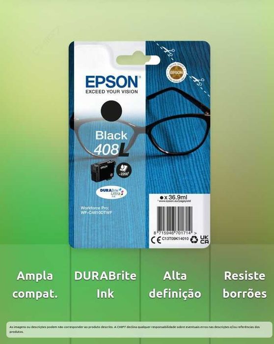 Tinteiro EPSON 408L DURABrite Ultra Ink Preto