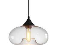 Szklana lampa wisząca w stylu Art Deco, ręcznie wykonany klosz 28 cm