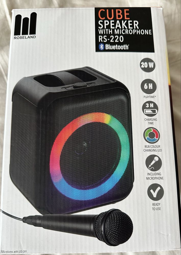 Głośnik RS-200 Roseland 20 W czarny + mikrofon karaoke