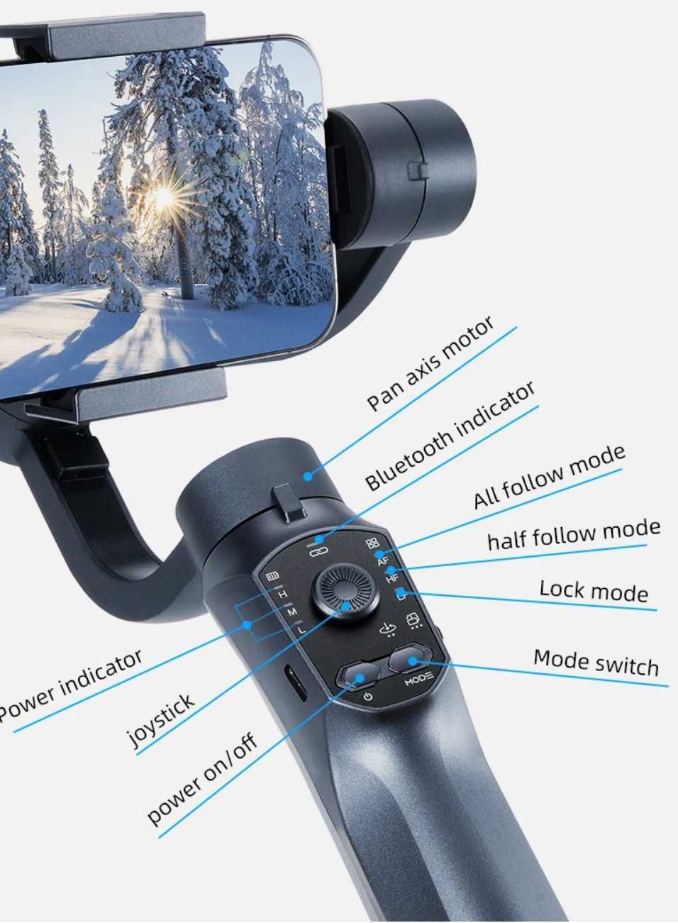 Estabilizador para smartphone Gimbal F10 Pro 3 Eixos Preto (Novo)