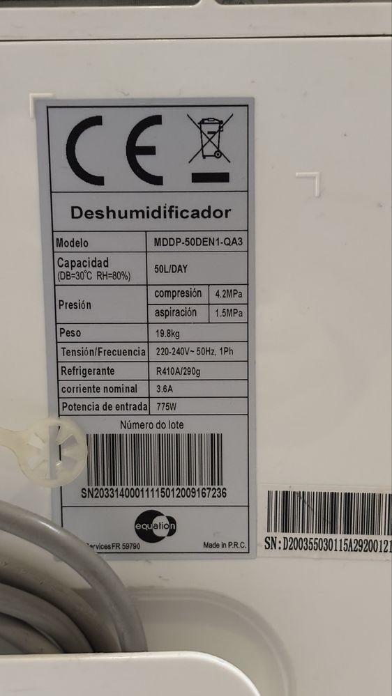 Desumidificador - Equation - 50L - MDDP-50DEN1-QA3
