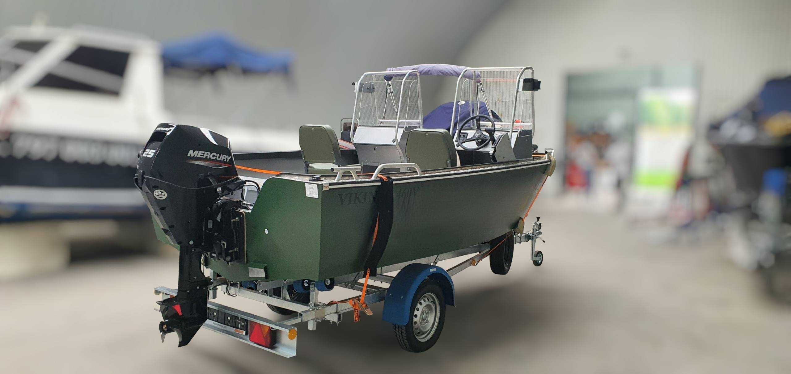 Łódź aluminiowa Viking 460 z silnikiem Mercury F25. Promocja