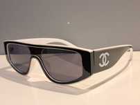 CHANEL czarno białe nowe damskie okulary przeciwsłoneczne logo filtr