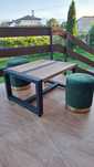 Unikalny stolik kawowy loft - drewno gruszy oraz metal
