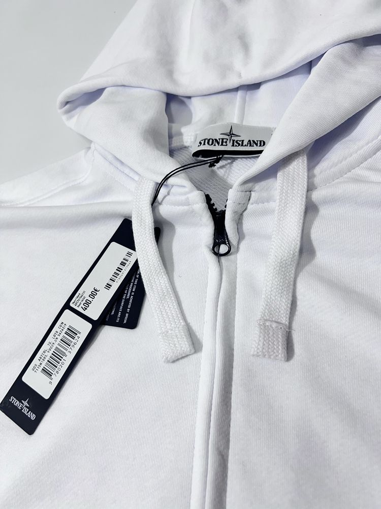 Зіп худі Stone Island | Кофта Стон Айленд | Зипка | Стоник Білий