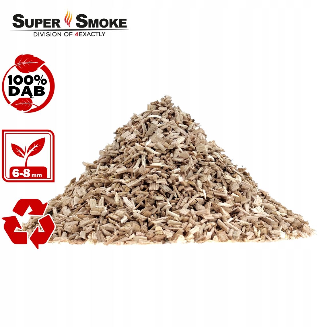 Zrębki Wędzarnicze Super Smoke DĄB KL-08 (6-8mm) Medium 65 Litrów