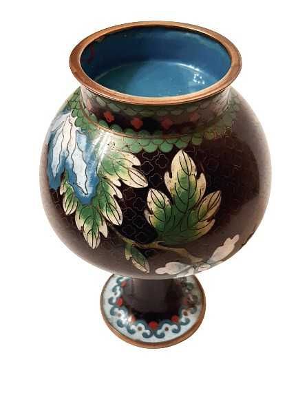 Старинная  медная ваза Cloisonne с ручной росписью и эмалью