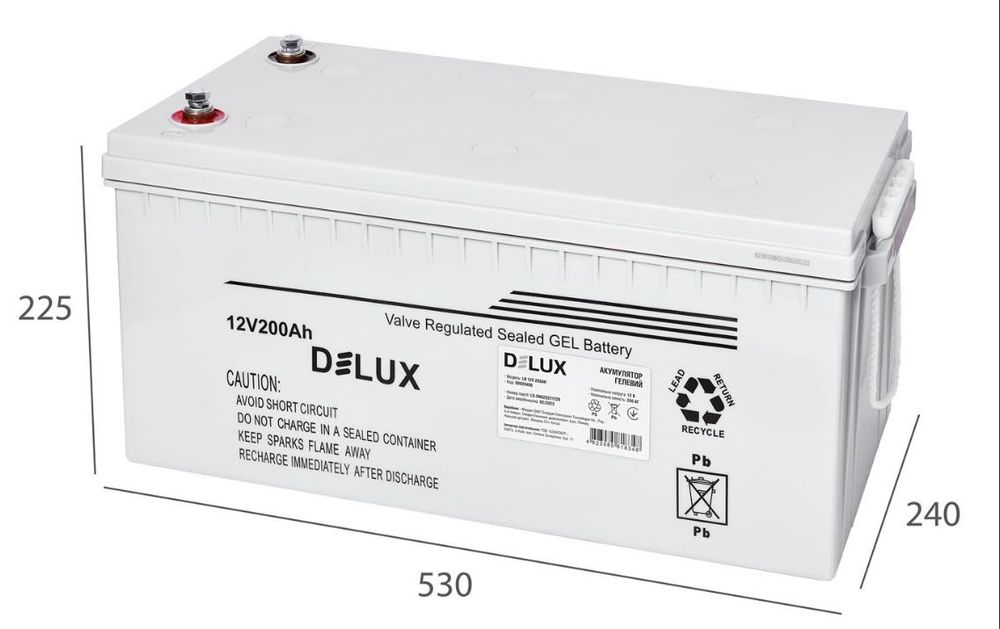 Акумулятор DELUX LB 12V 200AH гелевий