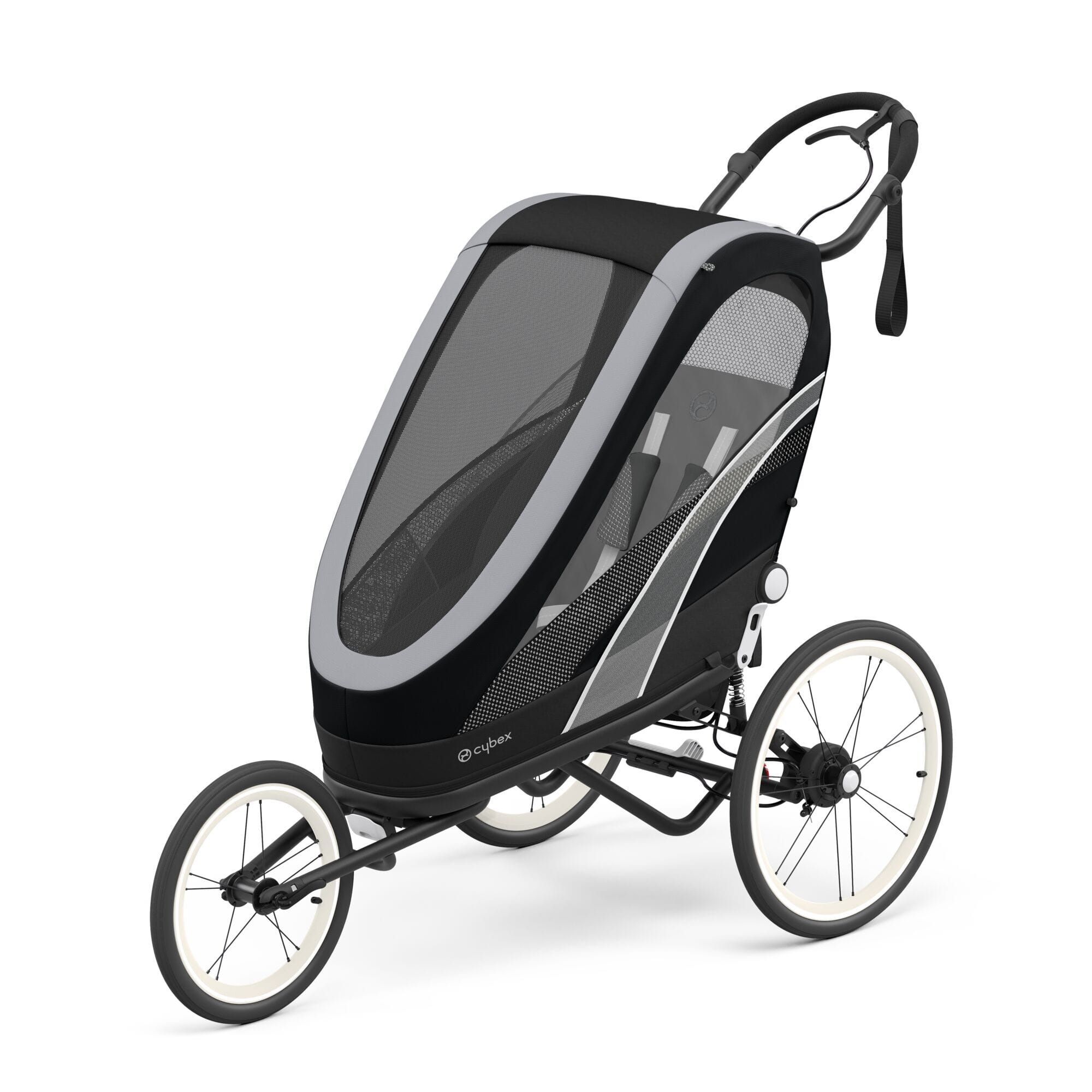 Cybex Zeno All Black z zestawem rowerowym wózek biegowy przyczepka row