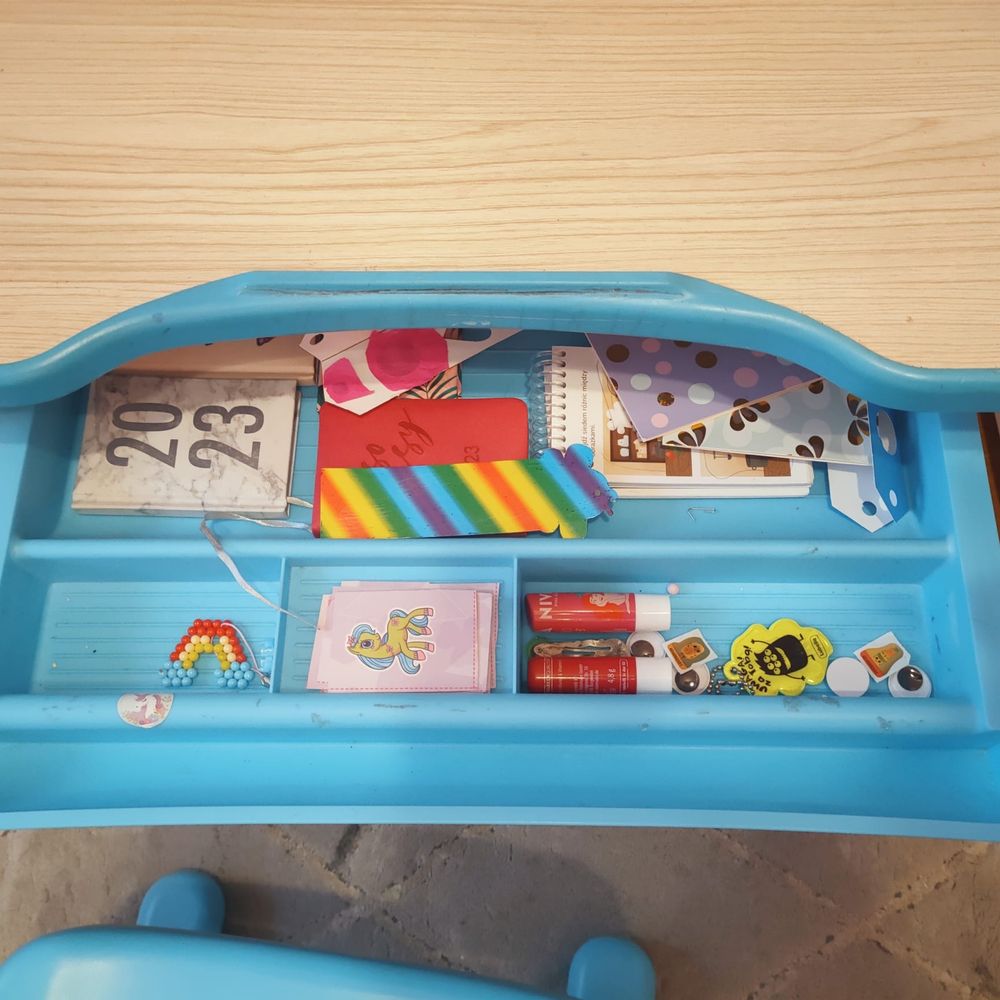 Biurko i krzesło FD Fun Desk niebieki biały
