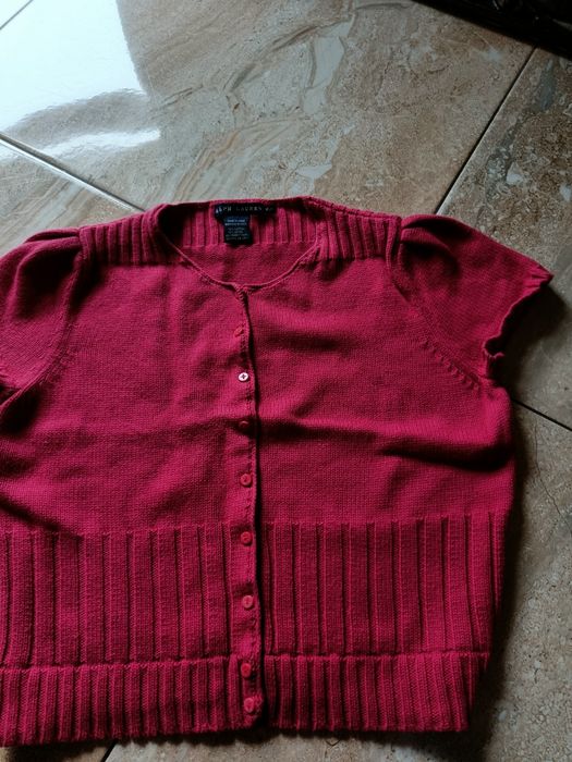 Rozpinany sweterek z krótkim rękawem firmy Ralph Lauren. Rozmiar XL,