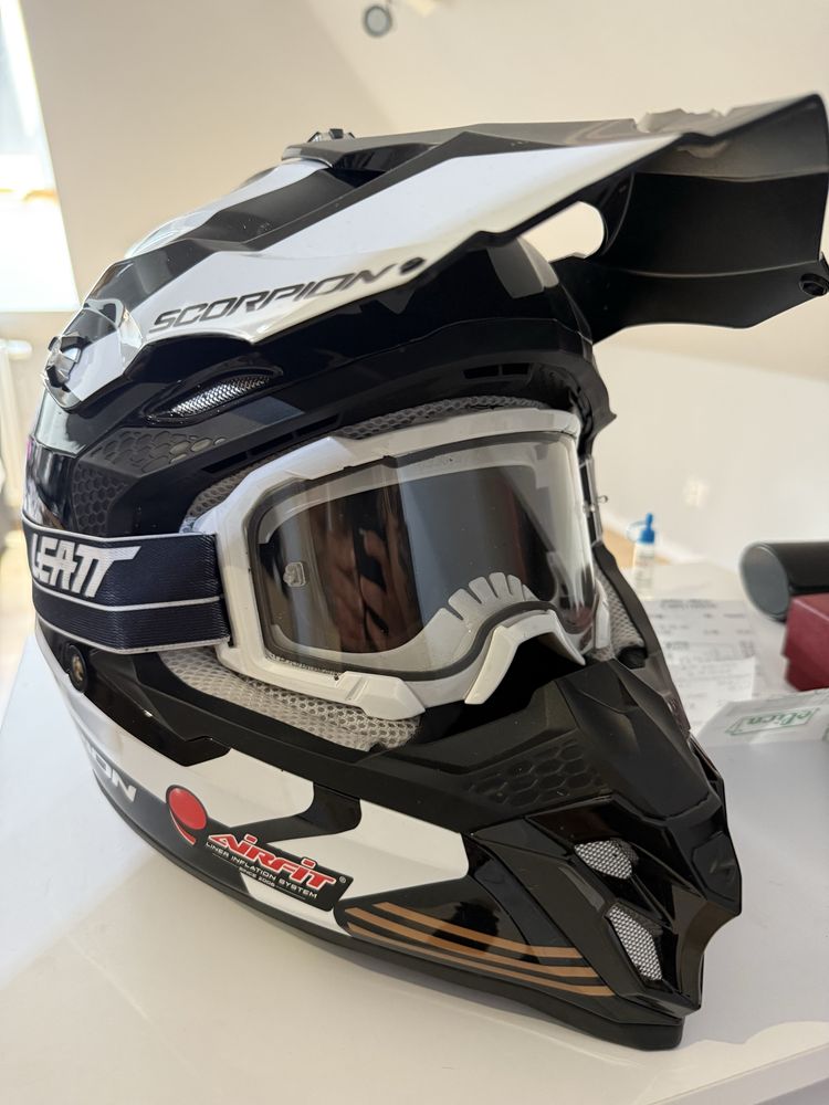 Kask cross scorpion VX 16 EVO AIR okulary LEATT