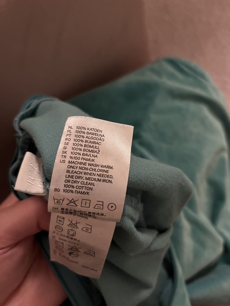 Poszewka na poduszkę H&M turkus welur bawełna