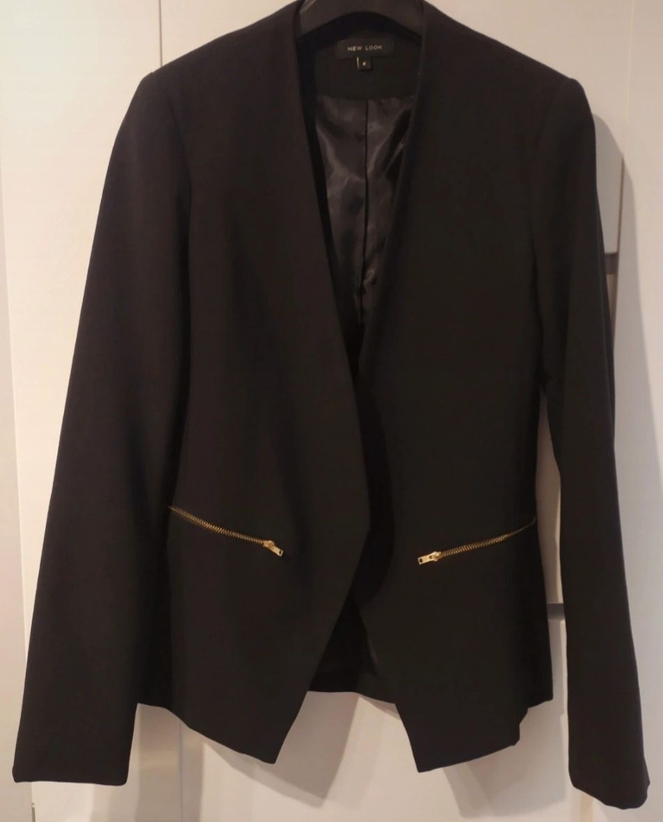 Marynarka żakiet elegancki 38 M 10 czarny złote zamki