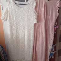 Sukienki letnie koronkowe 42, dwie sukienki biała i puder rozmiar 42