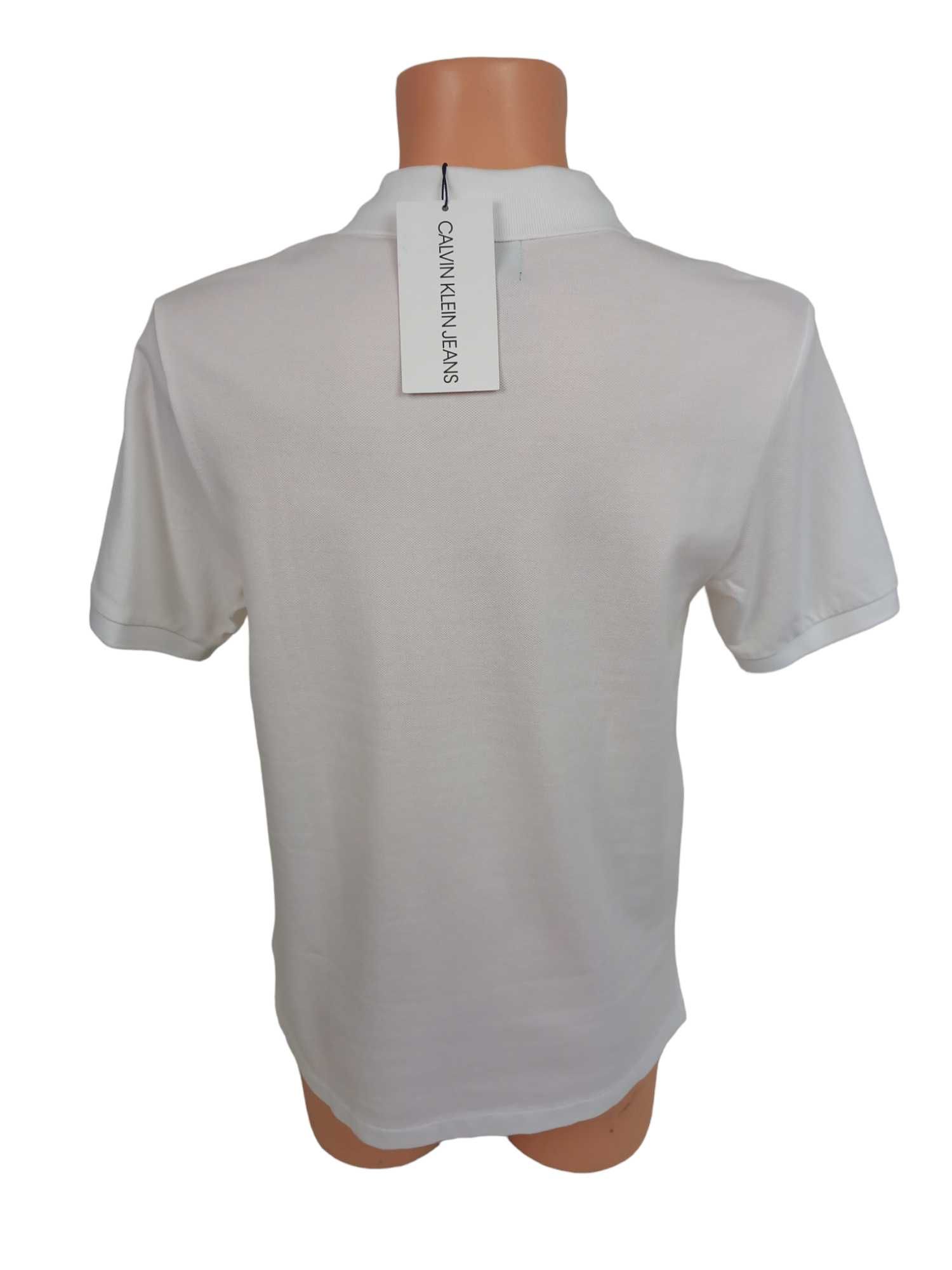 Koszulka polo męska biała Calvin Klein regular fit roz. S\M