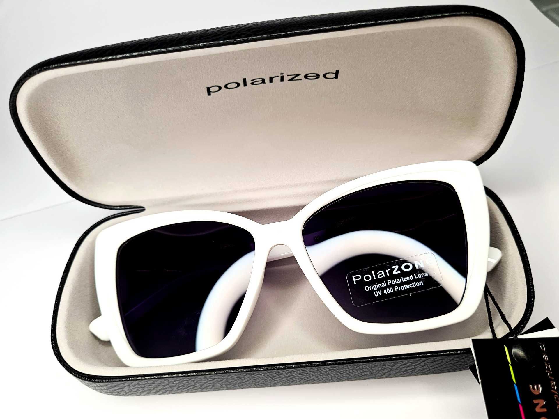 Białe damskie okulary Polarzone z polaryzacyjnymi soczewkami