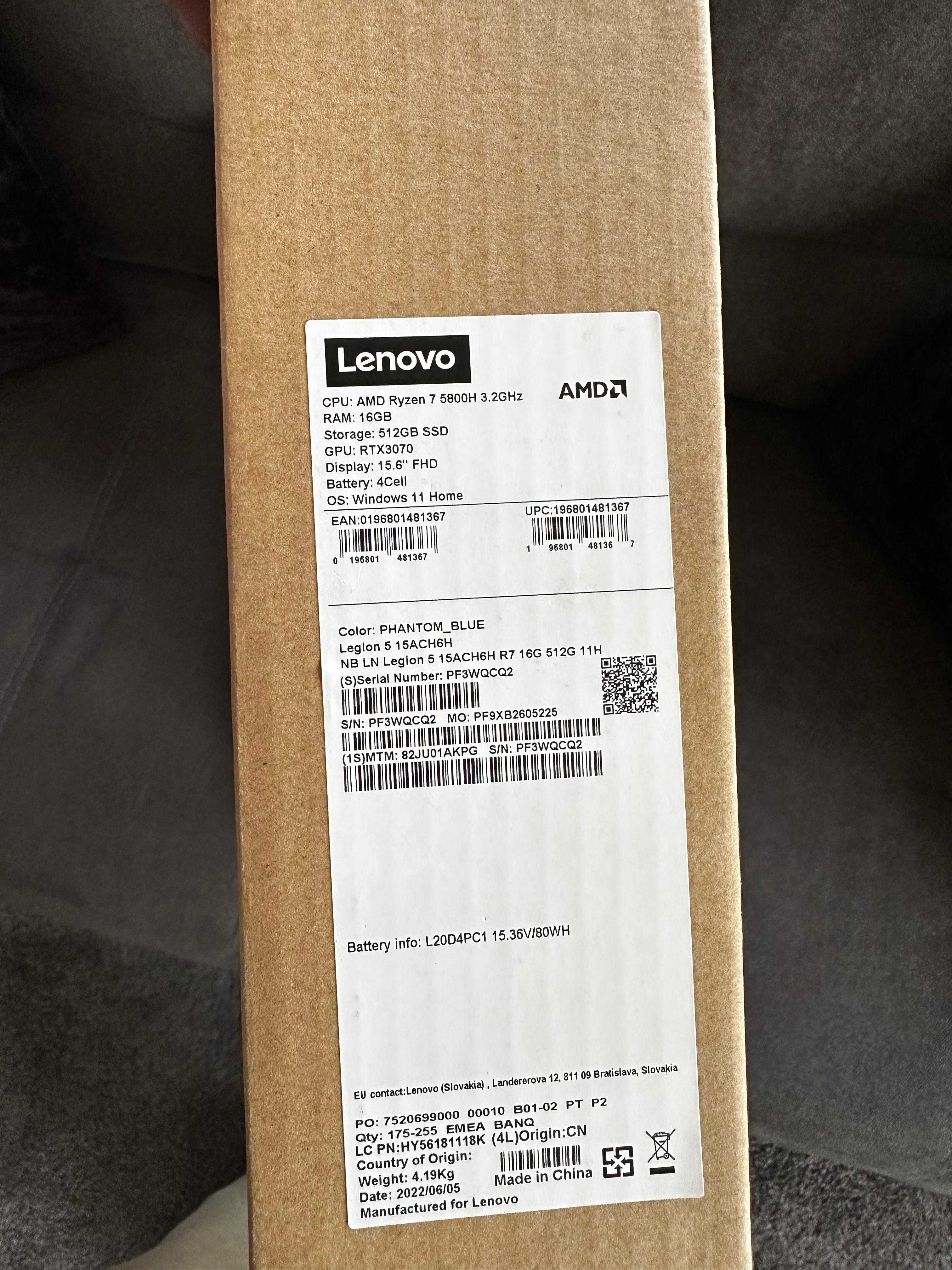 Lenovo Legion 5 15ACH6H - Nunca Usado - Garantia da Marca