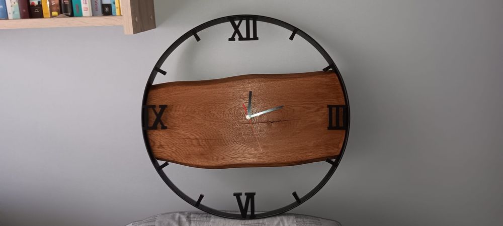 Drewniany Zegar Ścienny 60 cm – ręcznie robiony, personalizowany