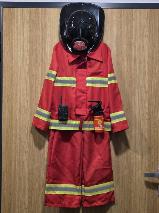 Strój Strażaka 116 cm (5-6 lat) Komplet z Kaskiem i Akcesoriami