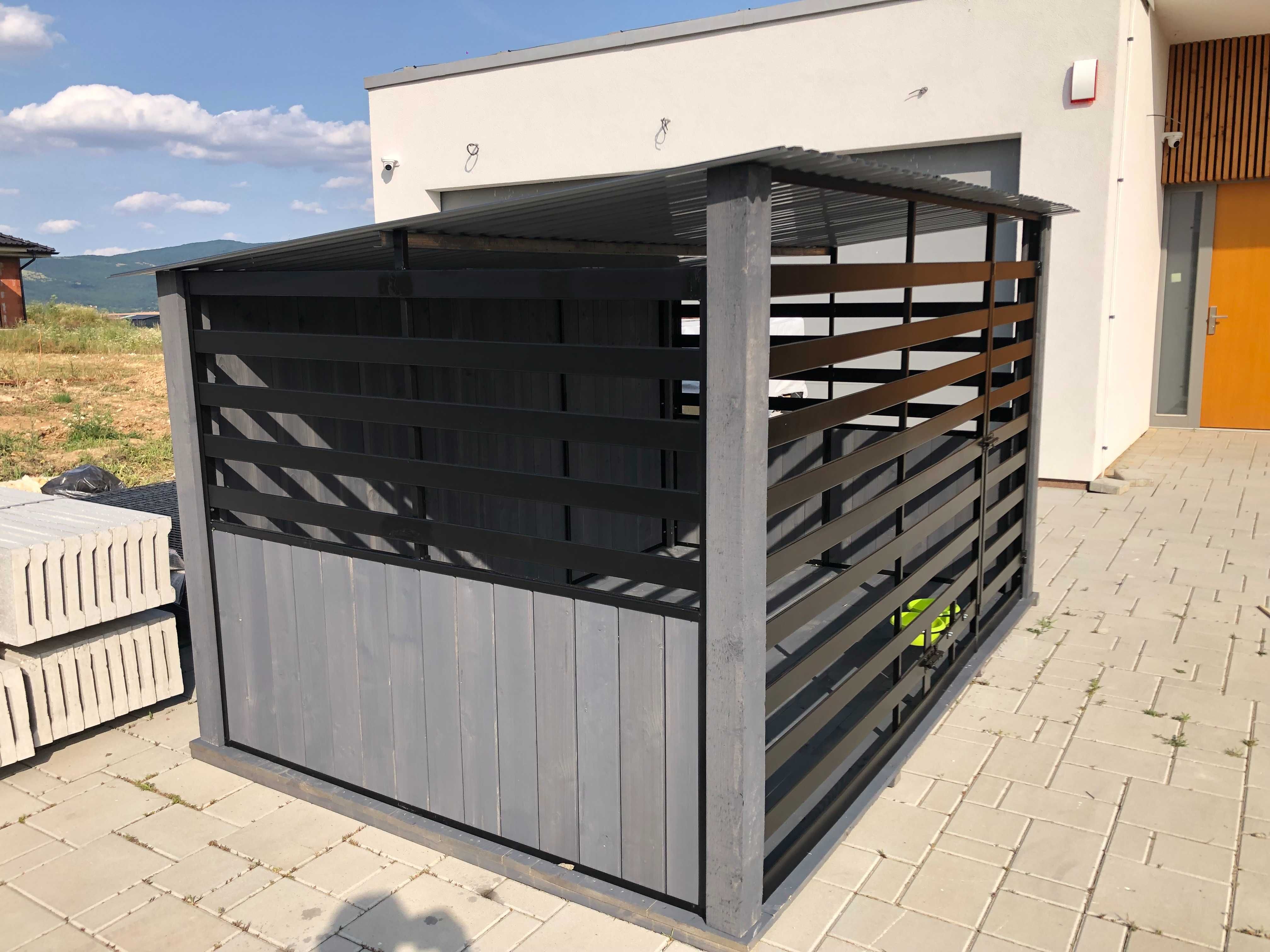 Kojec dla psa-panel-drewno/konstrukcja  stalowa