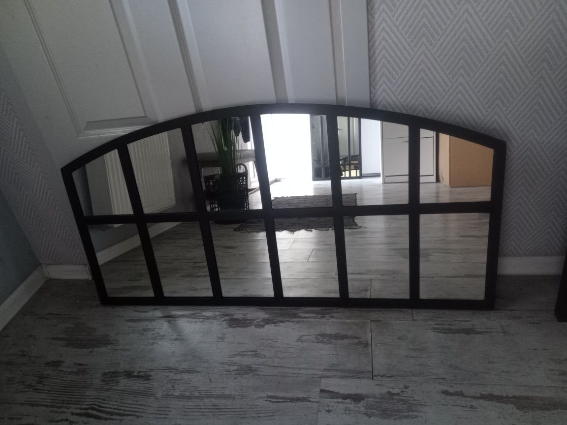Lustro loft industrialne nowoczesne stalowa rama czarne okno