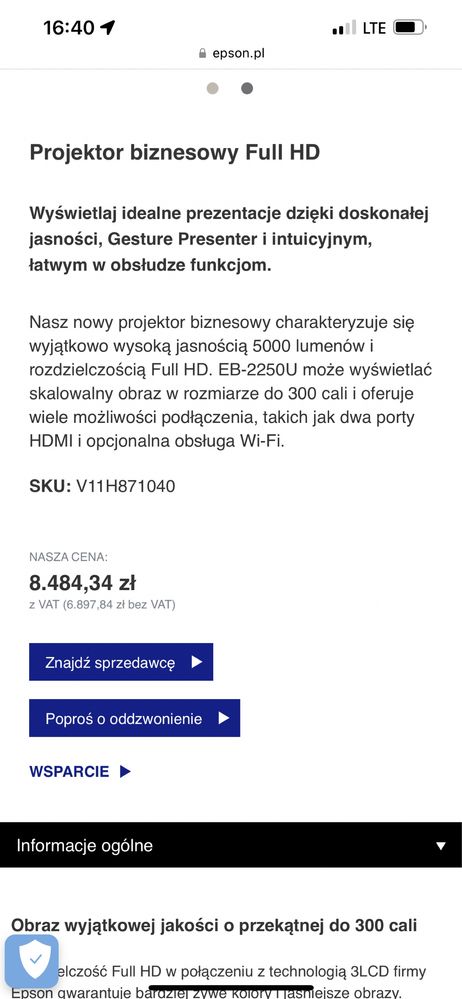 Kosmicznie silny i jasny projektor epson eb-2250u