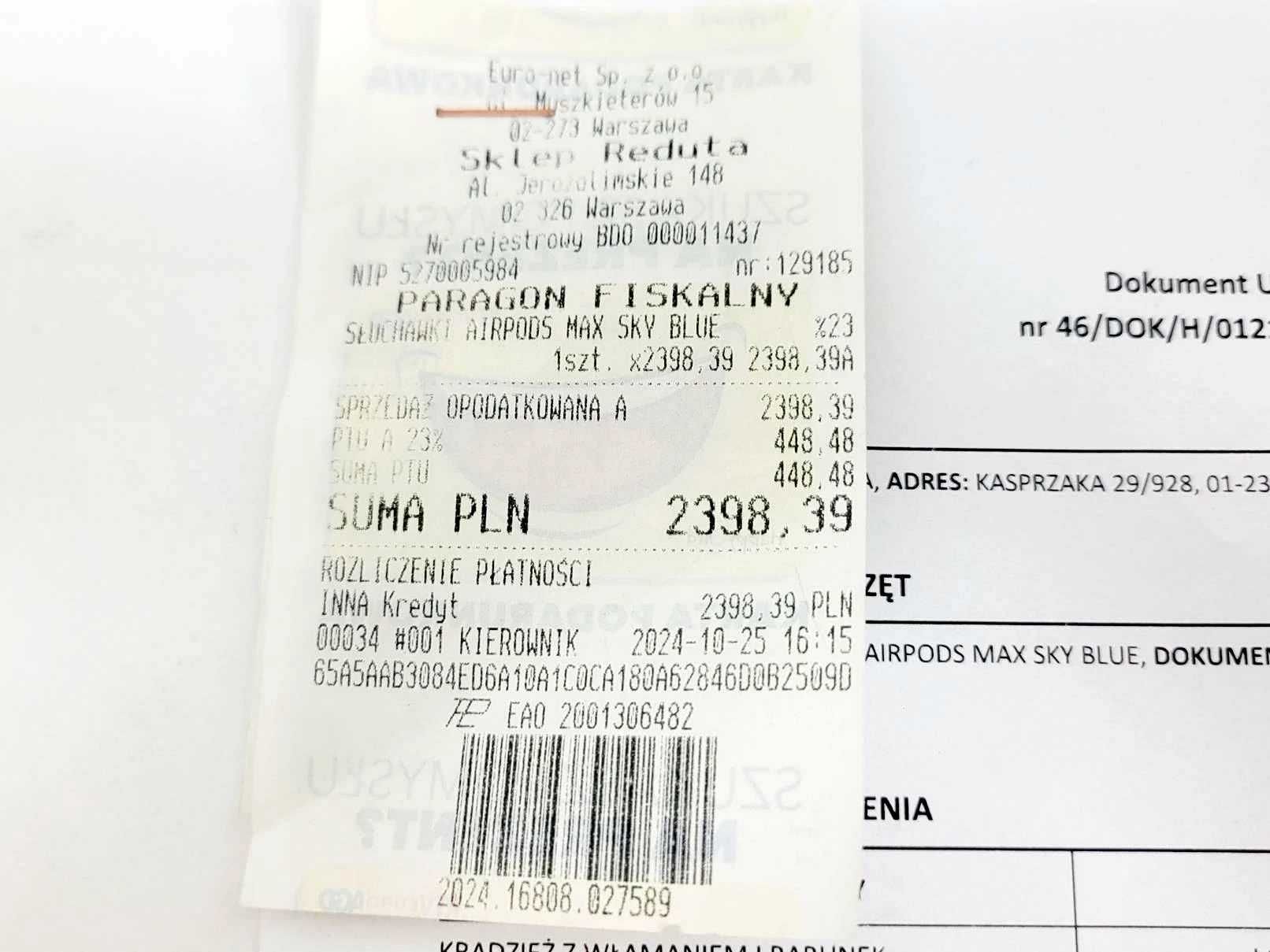 Słuchawki Apple AirPods Max ANC komplet gwarancja
