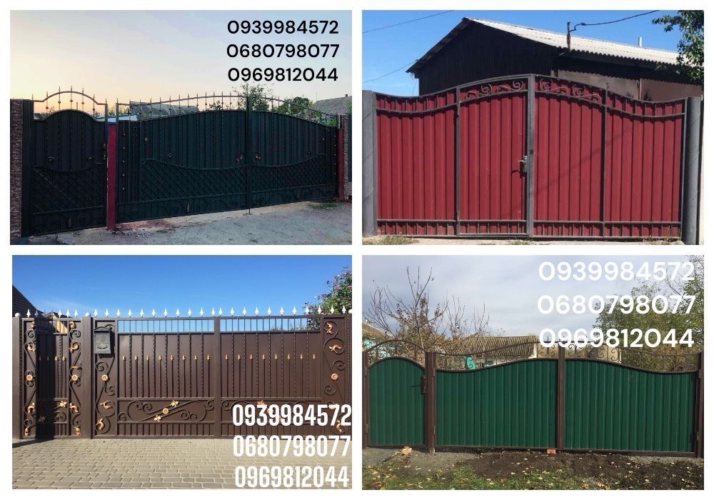 Єврозабор, Бетонна огорожа, глянцева огорожа на профнастилі, ворота