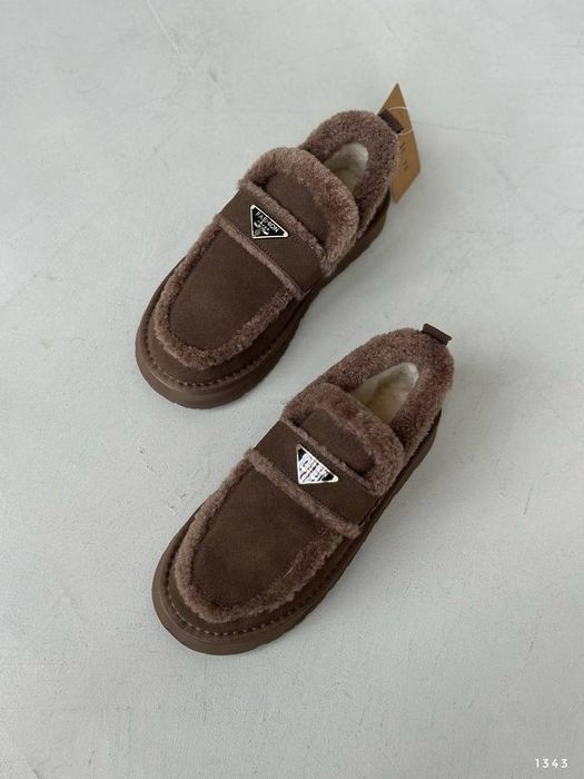 Лофери шоколад зима натуральна замша