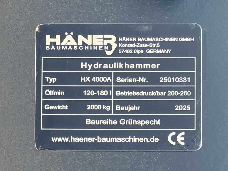 2025 Haner HX 4000A Martelo Hidráulico E. 25-40 t. (novo)
