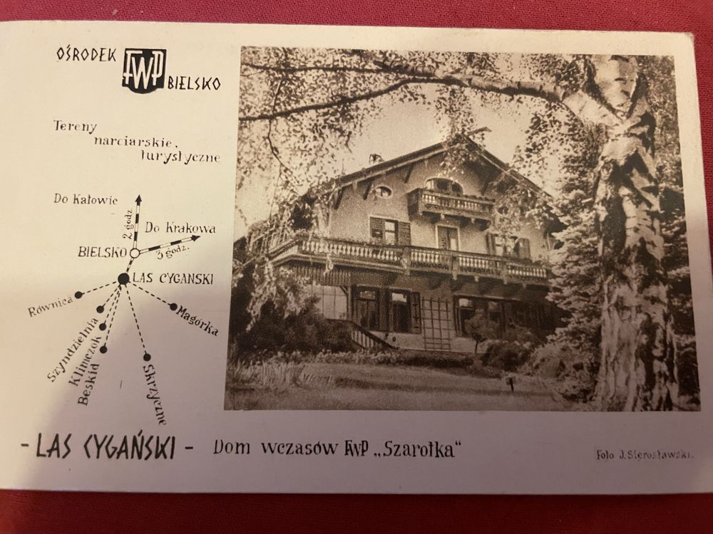 Bardzo stara pocztówka widokówka Las cyganski FWP Bielsko FWP Szarotka