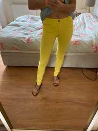 Zara rurki skinny chinos neon jeansy neonowe kanarkowe