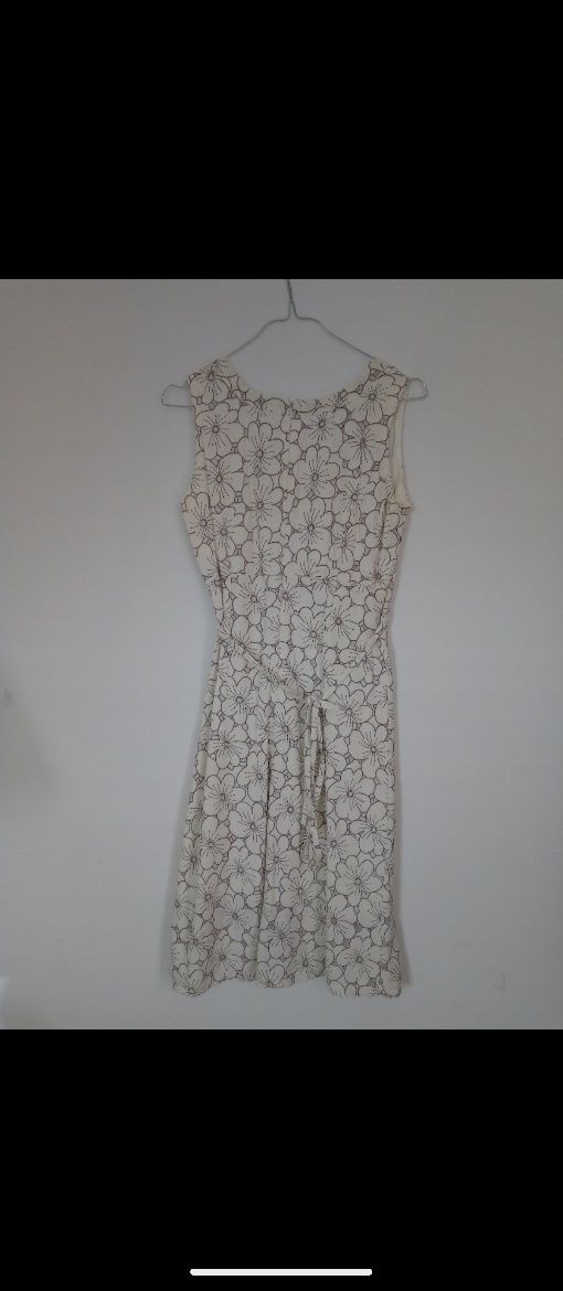 De Facto biała/ kremowa wzorzysta sukienka z wiązaniem rozmiar L